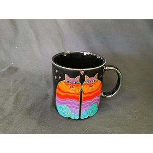 Laurel Burch Black Coffee Mug Cup Rainbow Cats Cat